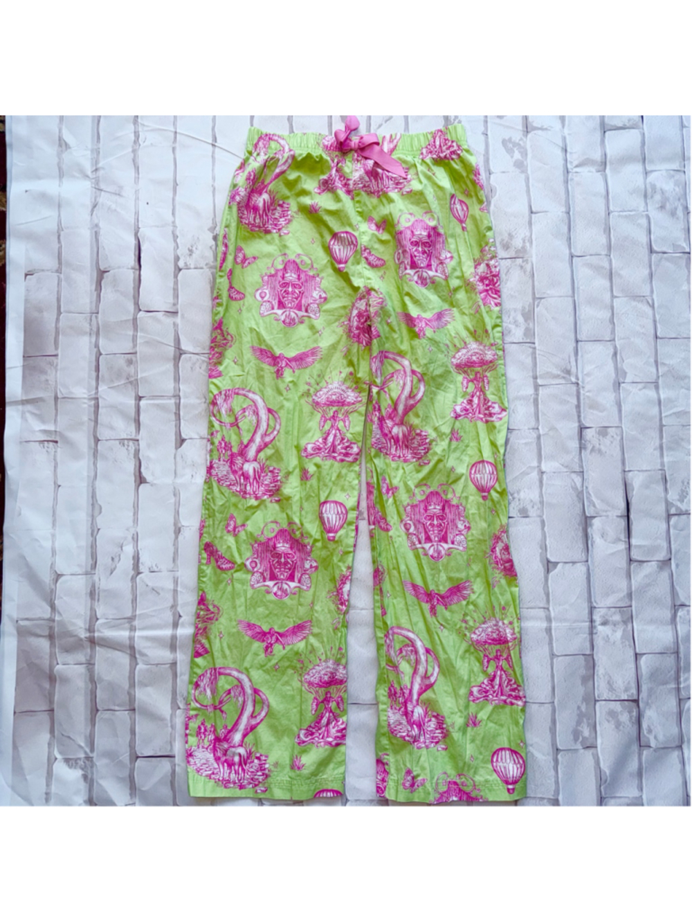 NWOT Girl’s Large (10/12) Kim Kime WICKED Cotton Lounge Pants Lime Green/Pink